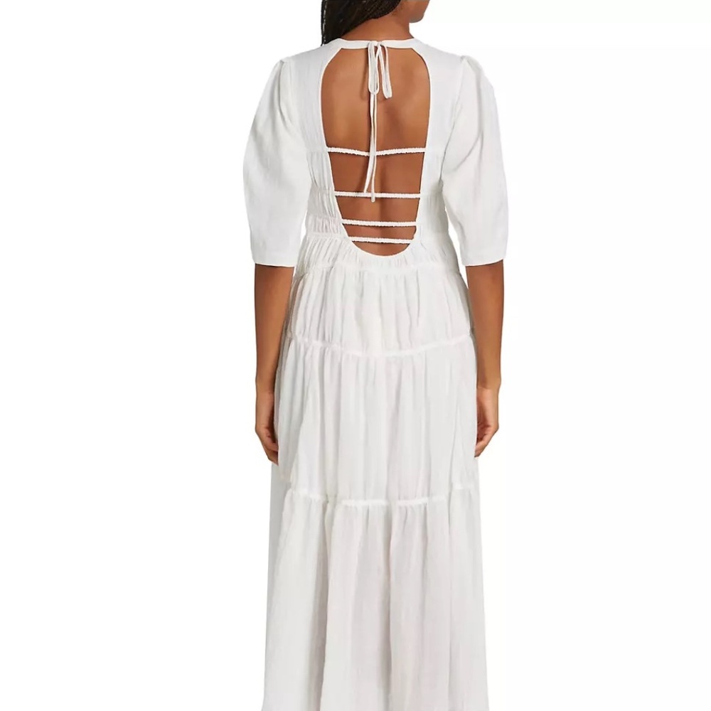 NWT - Moon River White Midi Dress, Open Back - Size L (LARGE)